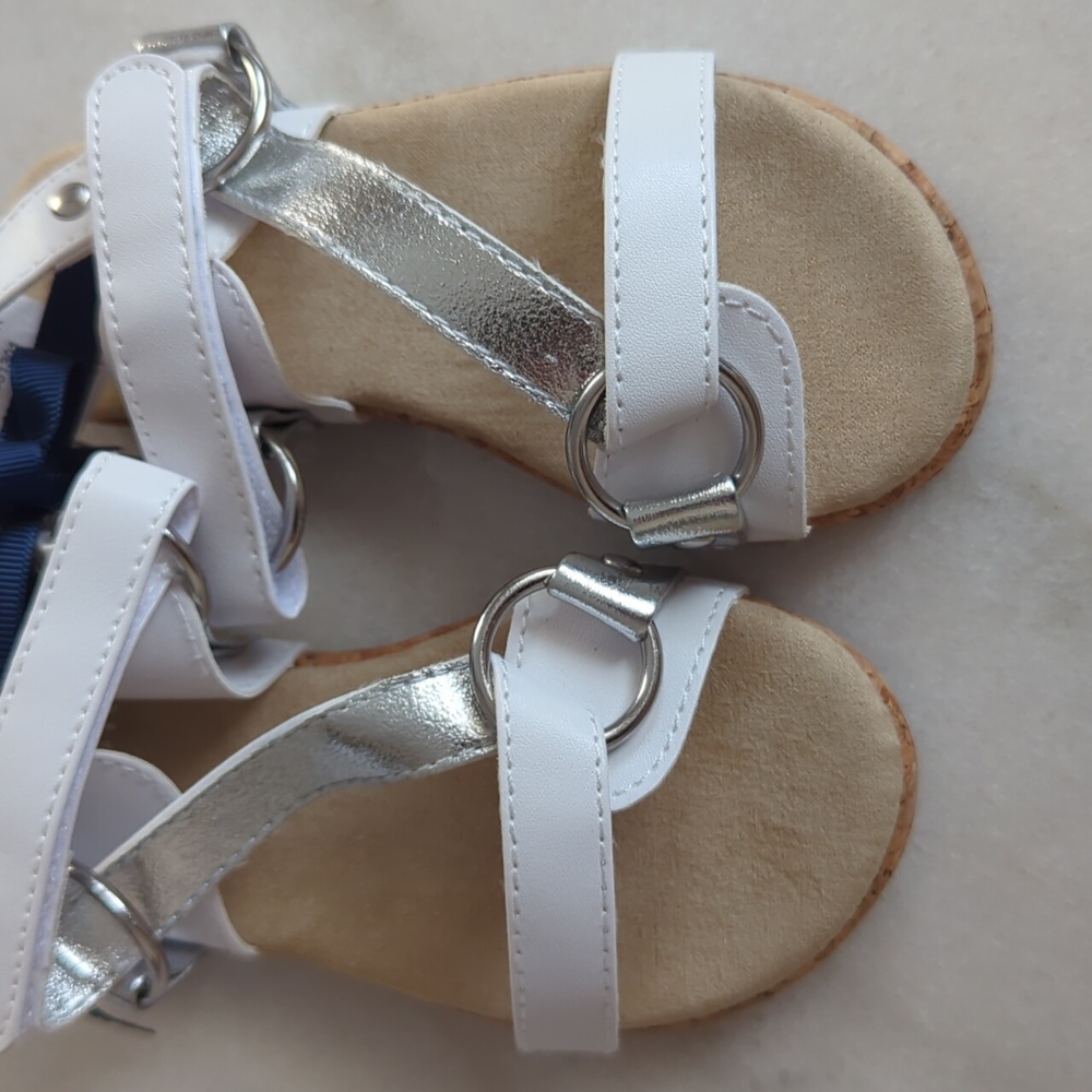 NWT Janie and Jack White and Silver Sandals - Picture 2 of 5